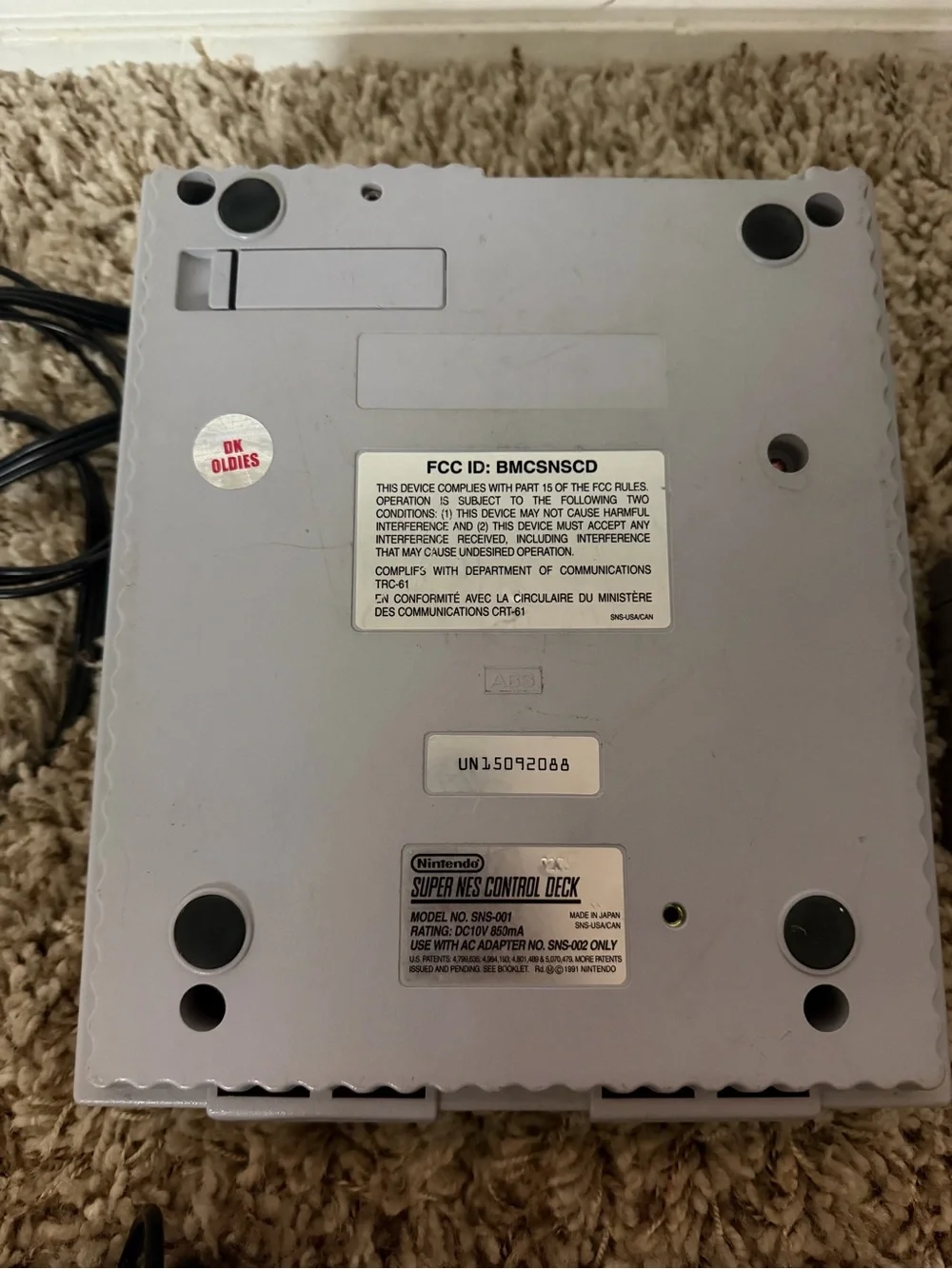 Super Nintendo Entertainment System Classic Gray Console with Purple Accents